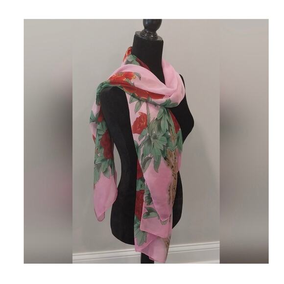 NWT Pineapple Moon Floral Chiffon Shawl Scarf Duster Wrap - Picture 1 of 12